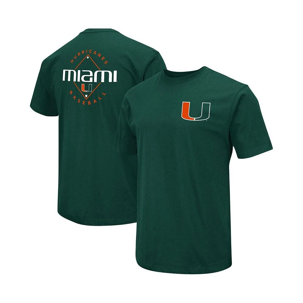 商品Colosseum|Men's Green Miami Hurricanes Baseball On-Deck 2-Hit T-shirt,价格¥224,第1张图片