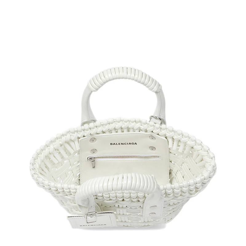 Balenciaga/巴黎世家 BISTRO系列 女士XXS号白色漆皮人造皮革单肩斜挎手提篮6780282IE3Y9000 商品