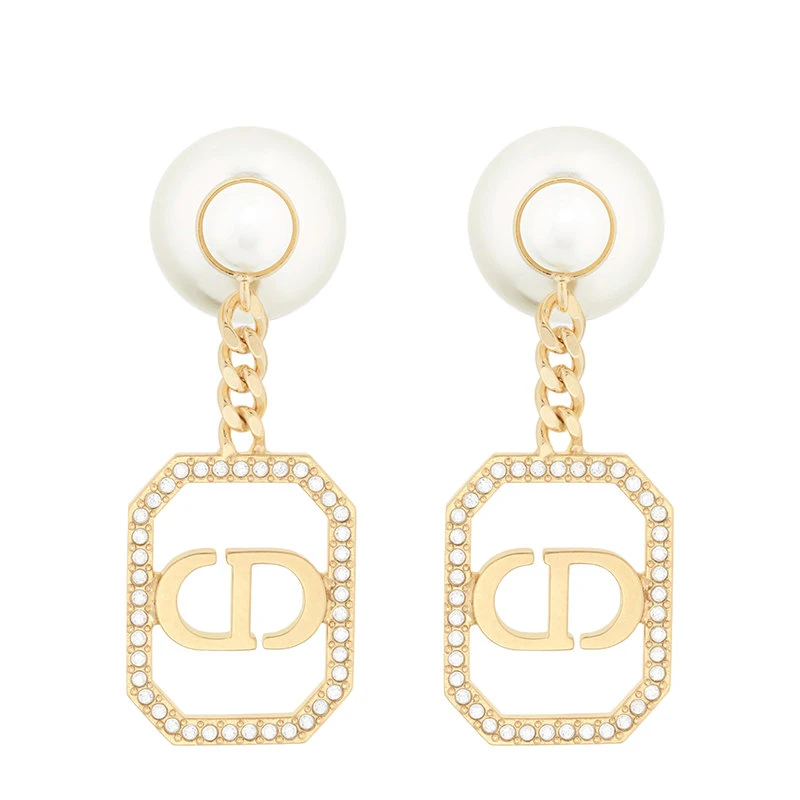 商品Dior|【预售3-7天】DIOR/迪奥 22春夏新款TRIBALES系列 白色树脂珍珠透明晶体点缀金色饰面金属CD坠饰耳环E1819TRICY_D301,价格¥5102,第5张图片详细描述