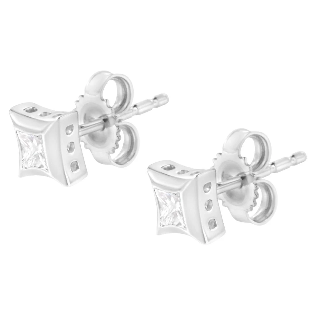 商品Haus of Brilliance|10K White Gold 1/3 Cttw Invisible Set Style Princess-Cut Diamond Stud Earrings,价格¥5834,第4张图片详细描述