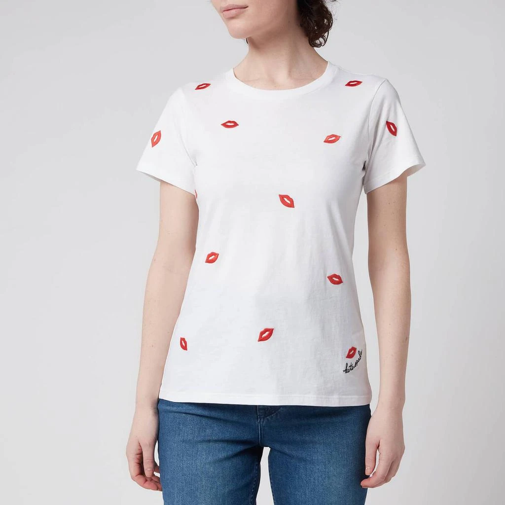 商品Kate Spade|Kate Spade New York Women's Embroidered Lips Tee - Fresh White,价格¥152,第1张图片