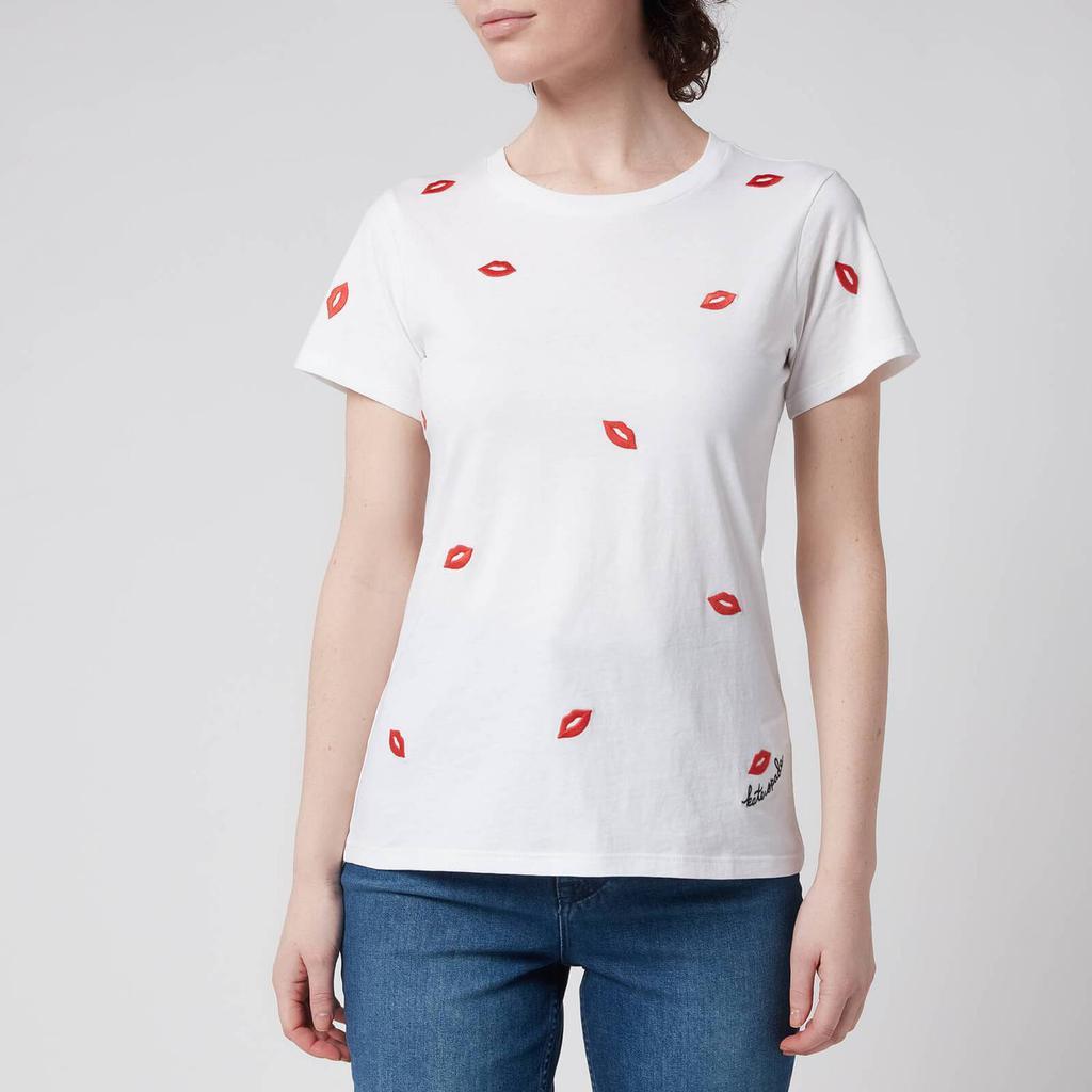 商品Kate Spade|Kate Spade New York Women's Embroidered Lips Tee - Fresh White,价格¥195,第1张图片