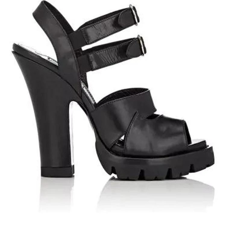 商品Prada|Leather Ankle-Strap Platform Sandals,价格¥4904,第1张图片