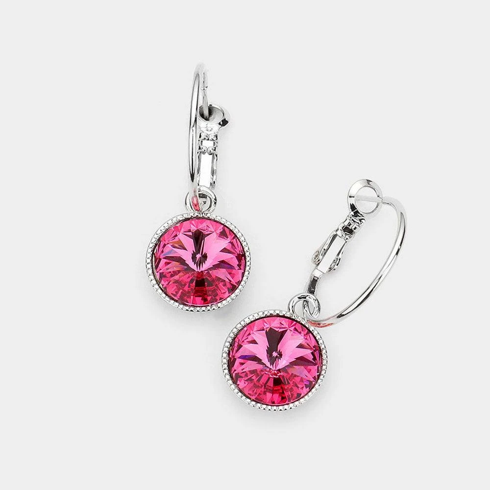 商品FASHNZFAB|Genuine Crystal Dangle Earrings - Pink,价格¥219,第1张图片详细描述
