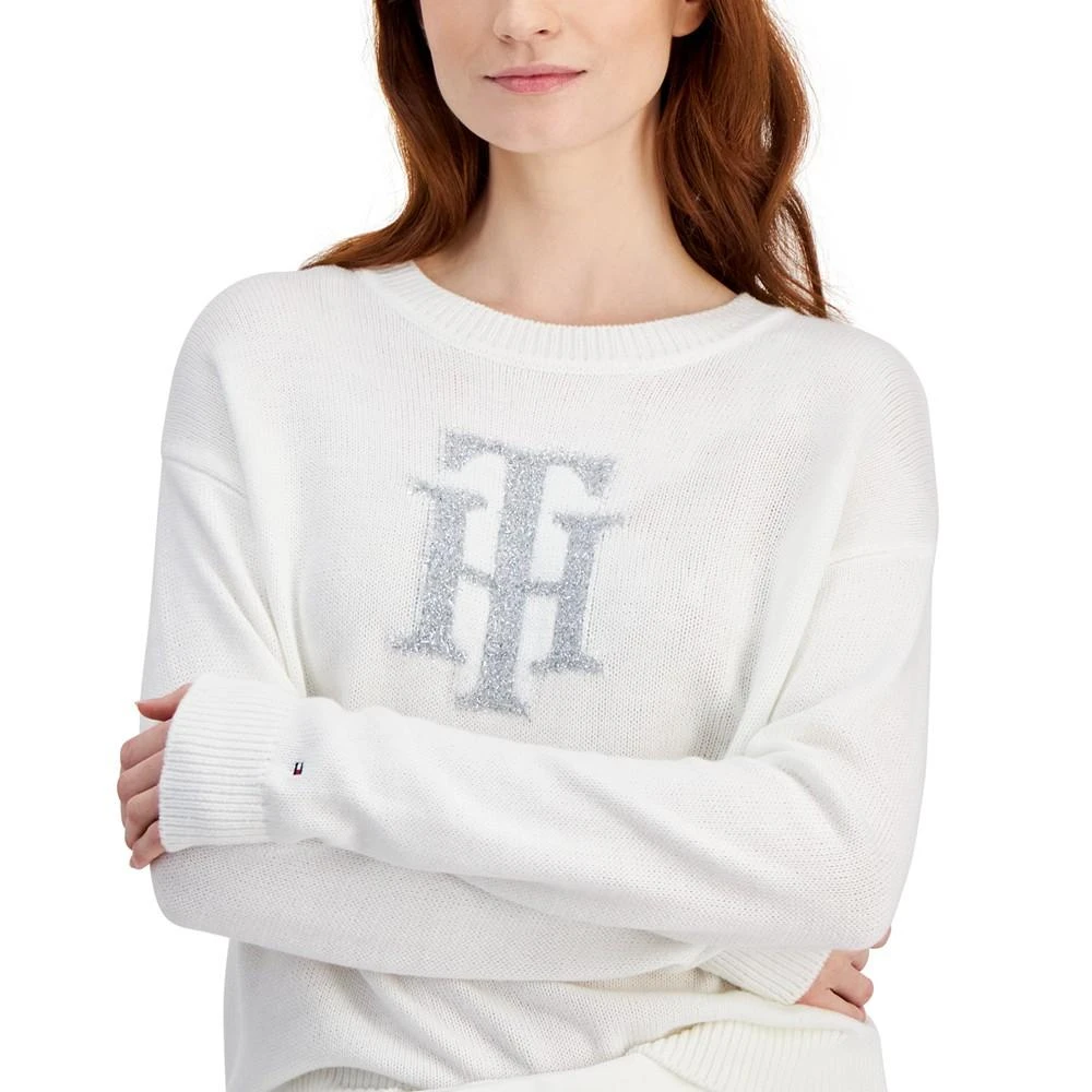 商品Tommy Hilfiger|Women's Tinsel-Logo Long-Sleeve Sweater,价格¥203,第3张图片详细描述