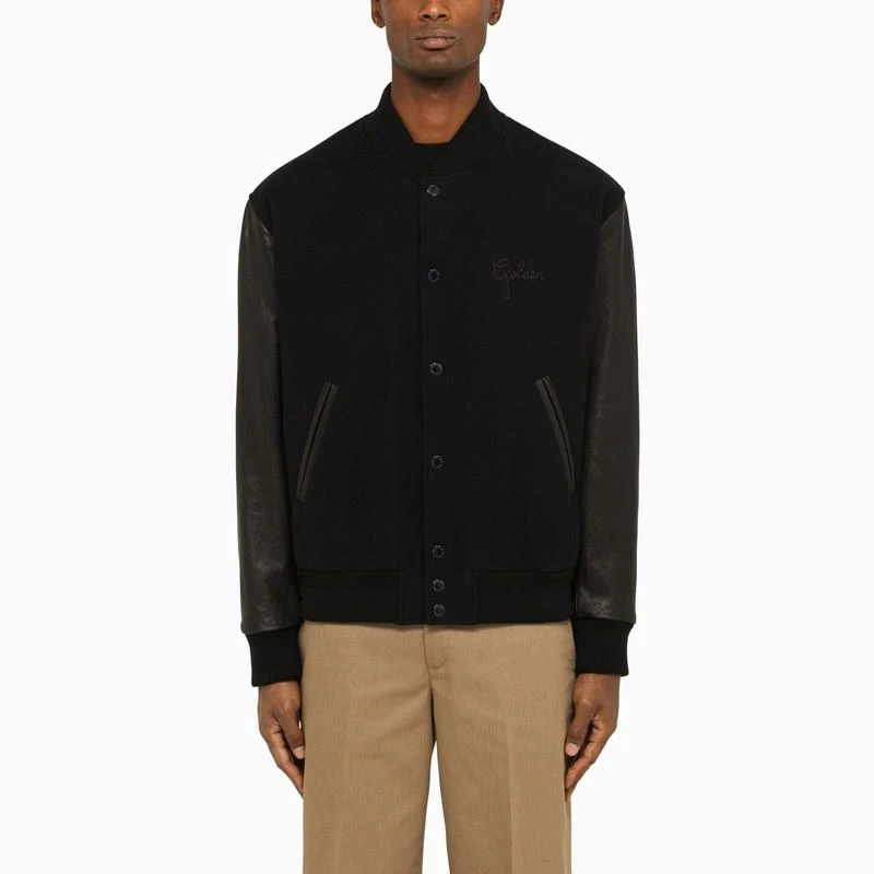 商品Golden Goose|Navy blue bomber jacket with leather sleeves,价格¥4880,第1张图片