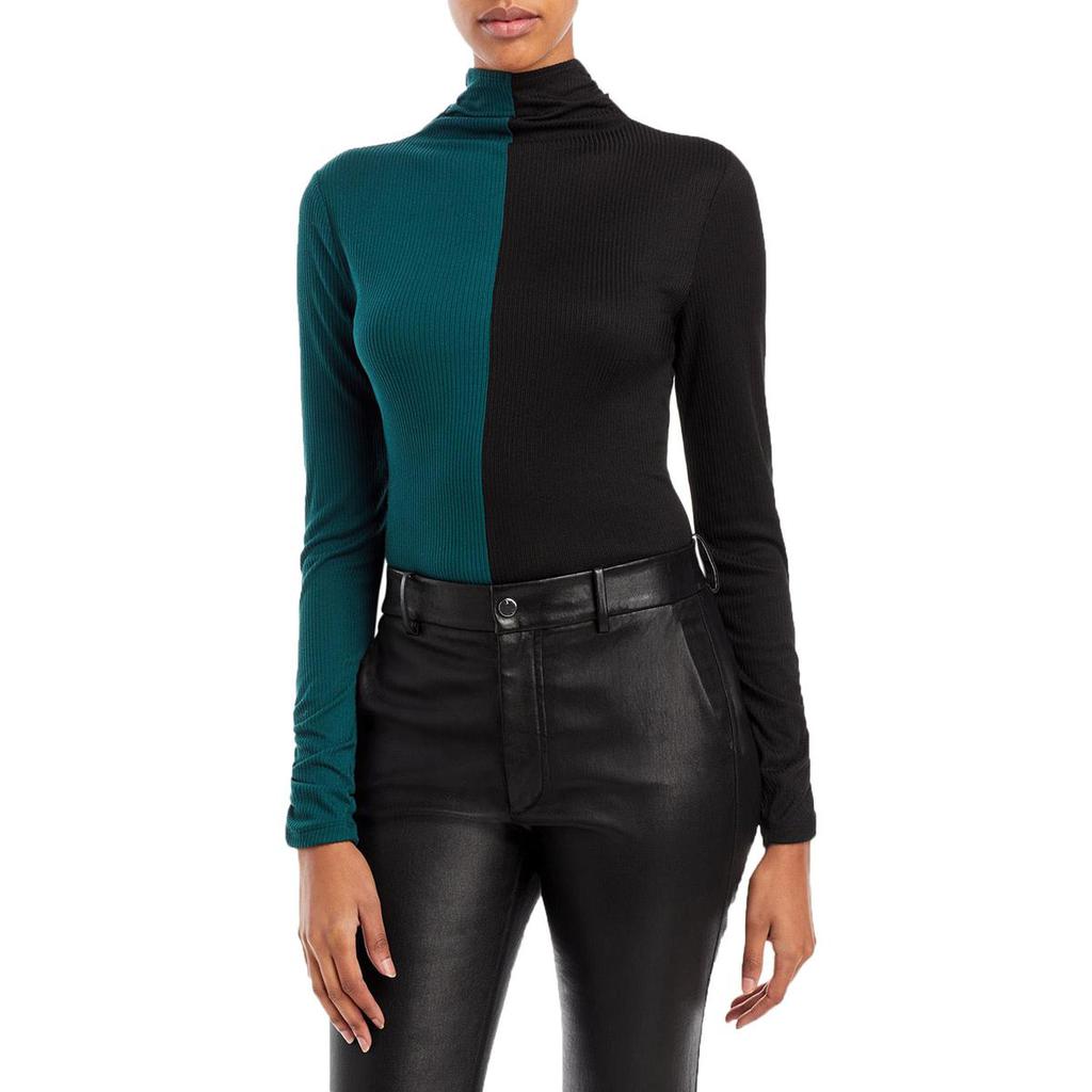 Aqua Womens Colorblock Knit Turtleneck Sweater商品第1张图片规格展示