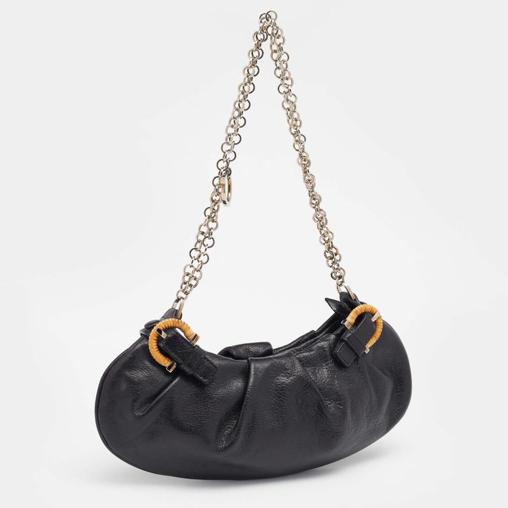 商品[二手商品] Salvatore Ferragamo|Salvatore Ferragamo Black Leather Chain Shoulder Bag,价格¥2481,第5张图片详细描述