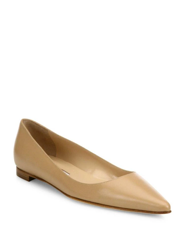 商品Manolo Blahnik|BB Leather Point Toe Flats,价格¥2900,第1张图片