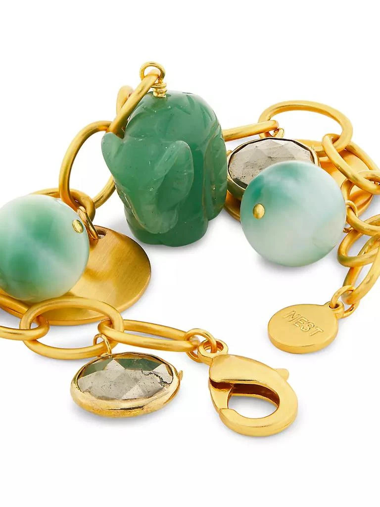 商品NEST Jewelry|22K Gold-Plated, Moonstone, Pyrite & Jade Aventurine Charm Bracelet,价格¥1459,第3张图片详细描述