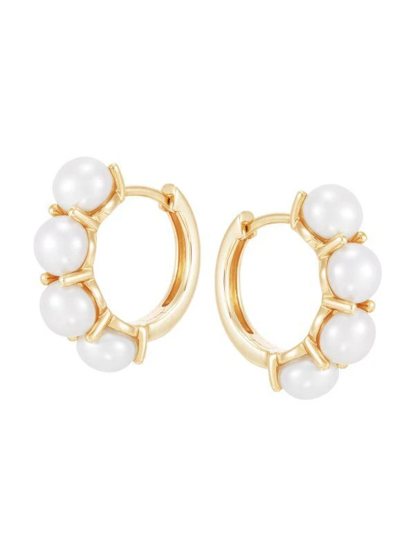 商品Saks Fifth Avenue|14K Yellow Gold & 5-5.5MM Cultured Freshwater Pearl Huggie Earrings,价格¥3635,第2张图片详细描述