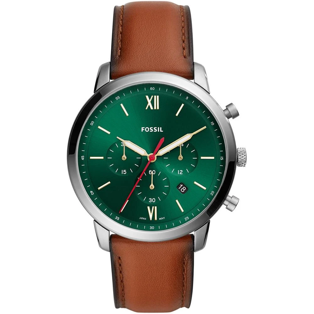 商品Fossil|Men's Chronograph Neutra Brown Leather Strap Watch 44mm,价格¥719,第1张图片