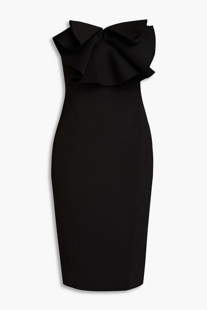 商品Badgley Mischka|Strapless bow-embellished scuba dress,价格¥826,第1张图片