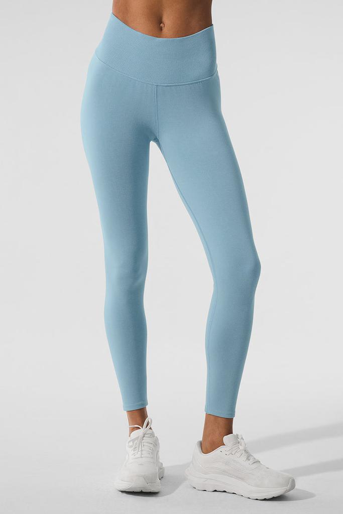レッグウェア Seamless Plush High-Waist 7/8 Leggings Seamless Winter Warm Plush High-Waist 7/8 Legging - Celestial Blue