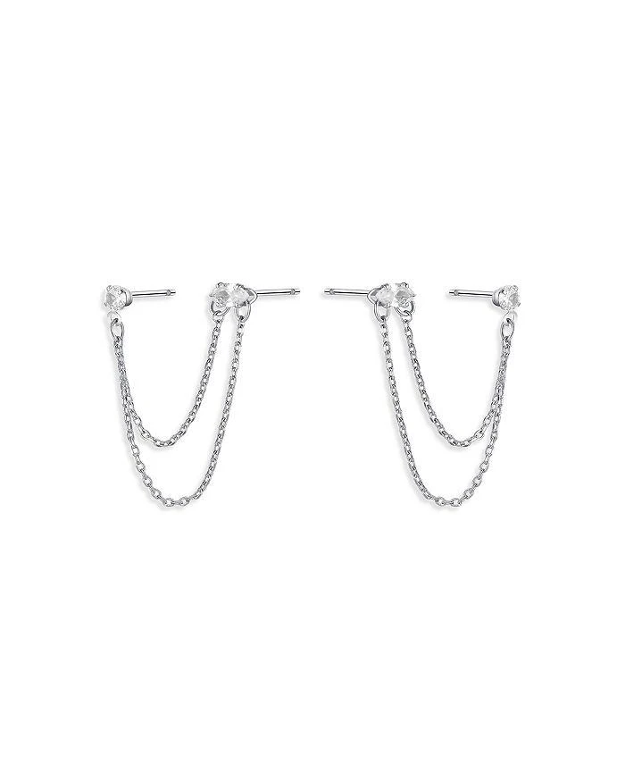 商品Ettika Jewelry|Chain & Crystal Double Piercing Earrings,价格¥300,第3张图片详细描述