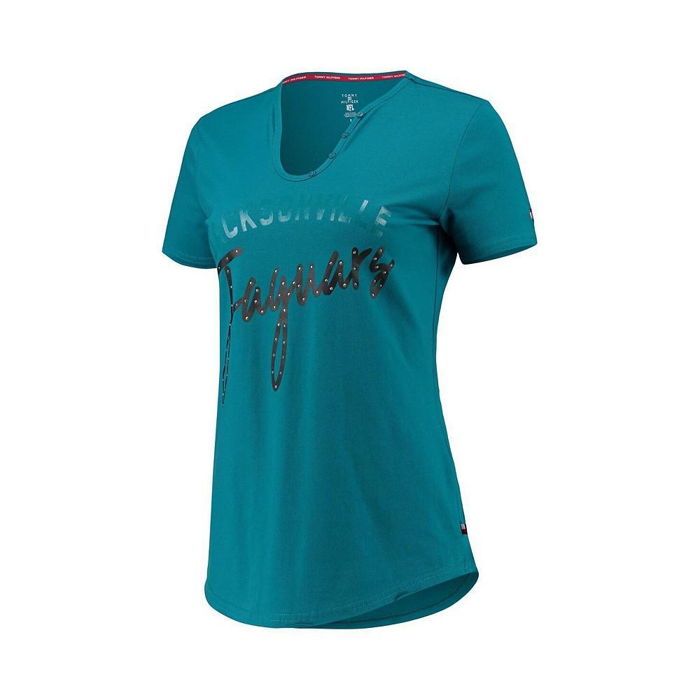 商品Tommy Hilfiger|Women's Teal Jacksonville Jaguars Riley V-Neck T-shirt,价格¥207,第4张图片详细描述