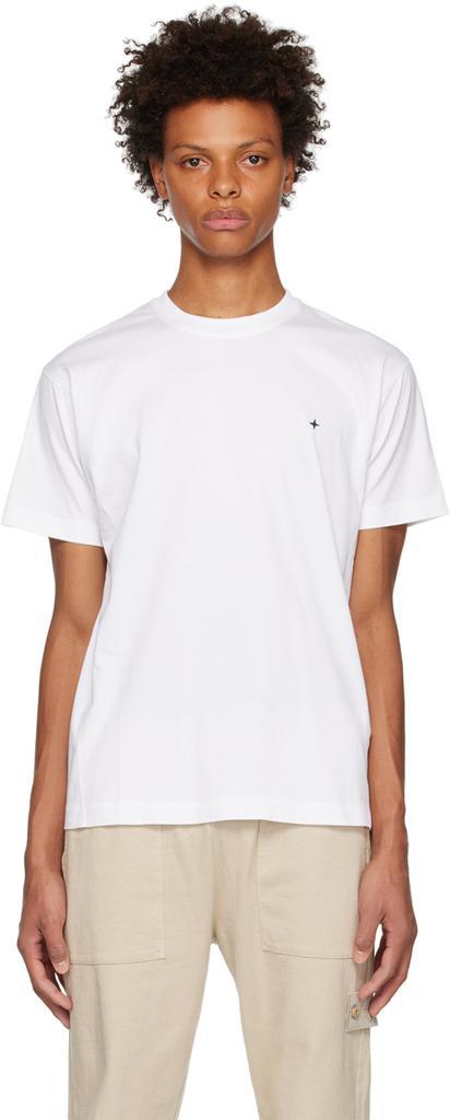 商品Stone Island|White Embroidered T-Shirt,价格¥1049,第1张图片