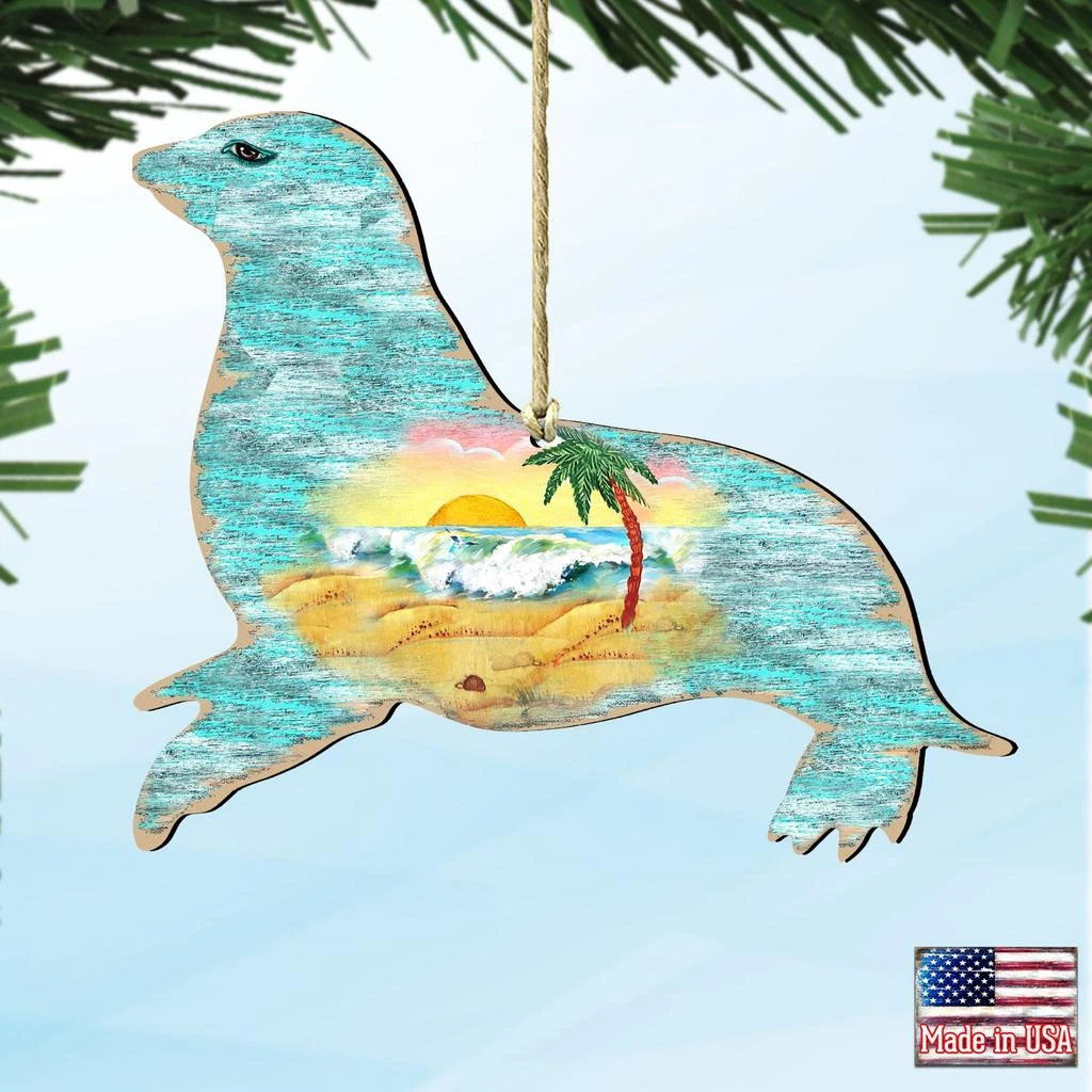 商品Designocracy|Designocracy Sea Lions - 8198532 Wooden Ornaments Set of 2,价格¥206,第1张图片