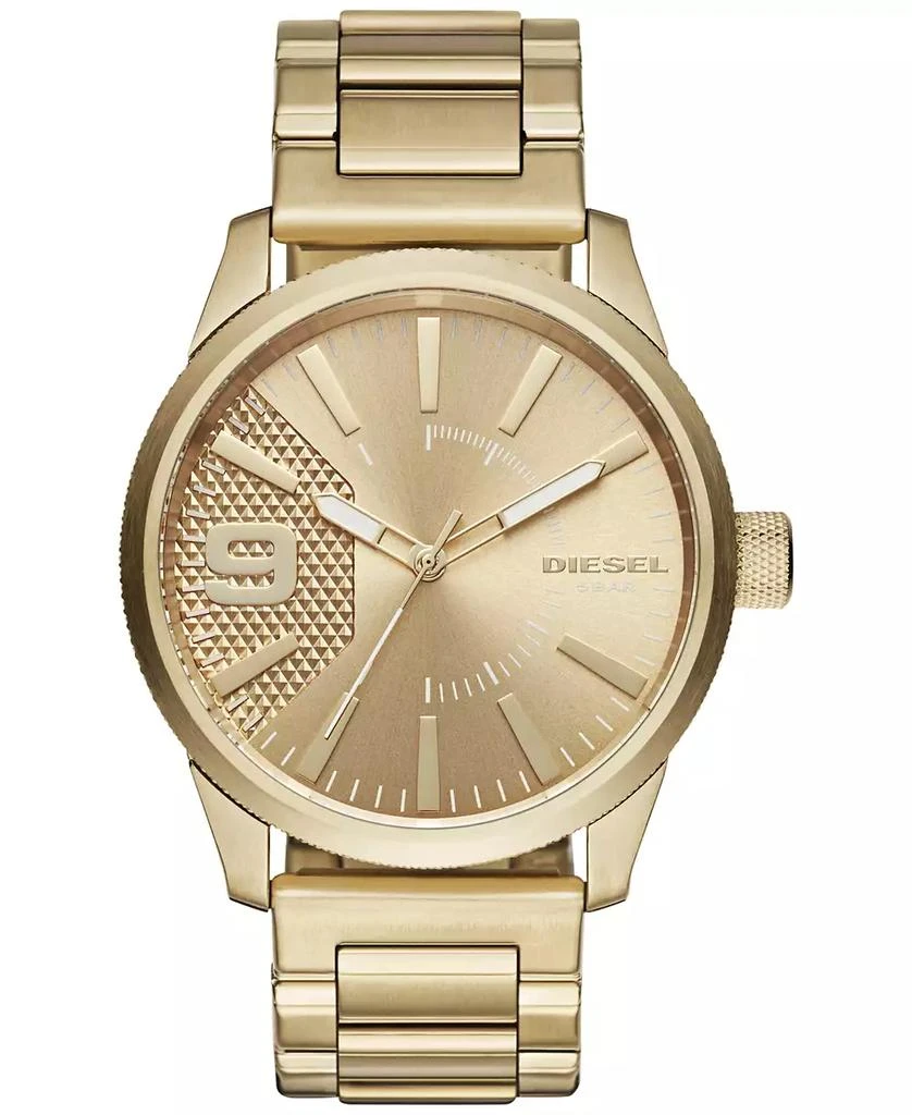商品Diesel|Men's Rasp Gold-Tone Stainless Steel Bracelet Watch 46x53mm DZ1761,价格¥1563,第1张图片