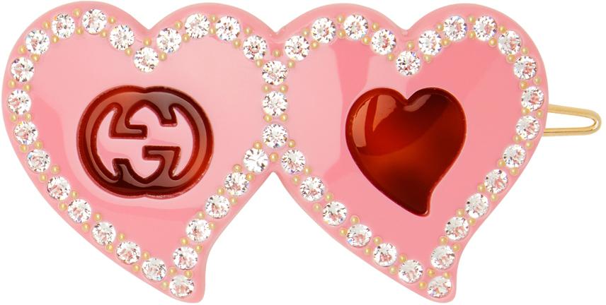 Pink GG Heart Hair Clip商品第1张图片规格展示