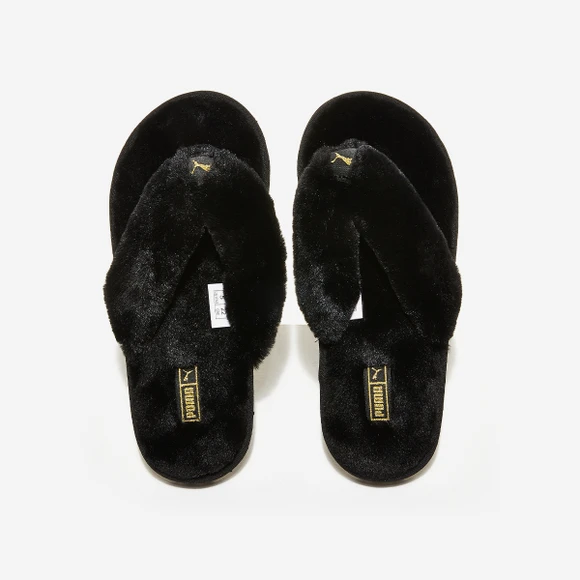 【Brilliant|包邮包税】彪马 Puma Fluff Flip 女生  凉鞋 沙滩鞋 FLIP-FLOPS 拖鞋 人字拖  PKI38534901 Puma Black-Puma Team Gold 商品