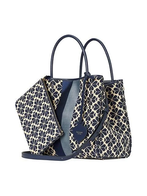 商品Kate Spade|Medium Flower Jacquard Stripe Tote,价格¥2695,第4张图片详细描述