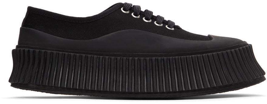 商品Jil Sander|Black Canvas Platform Sneakers,价格¥4827,第1张图片