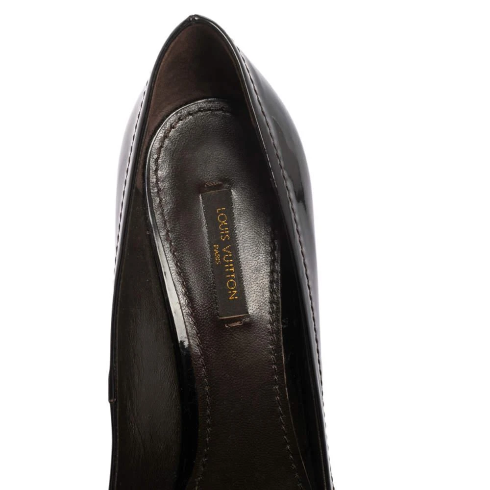 Louis Vuitton Burgundy Patent Leather and Monogram Canvas Idylle Buci Open Toe Pumps Size 39 商品