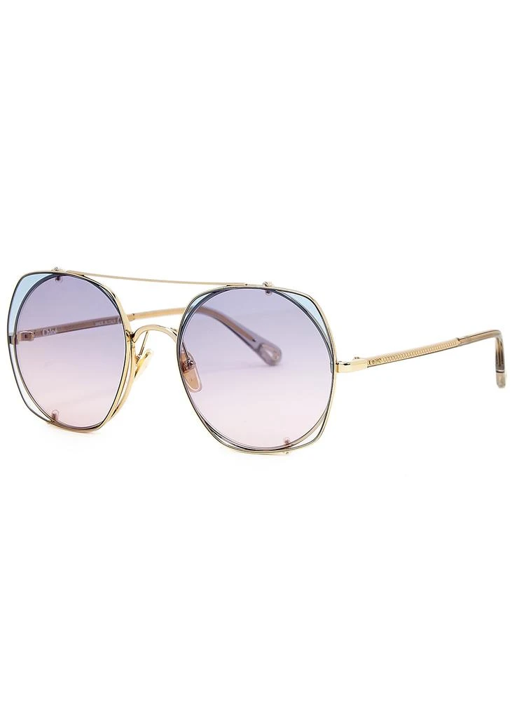 商品Chloé|Gold-tone aviator-style sunglasses,价格¥3274,第1张图片