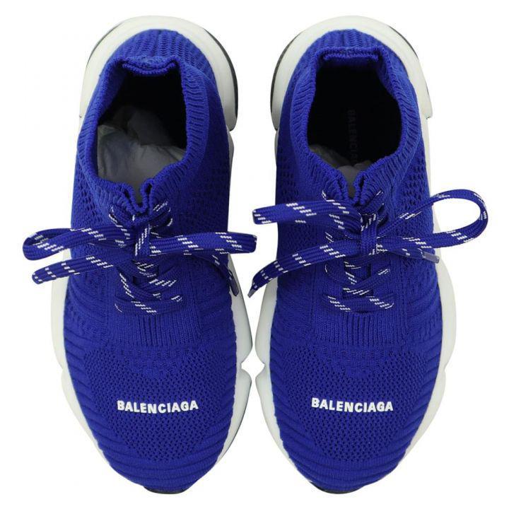 商品Balenciaga|Blue White & Black Lace Up Speed Trainers,价格¥1984,第6张图片详细描述