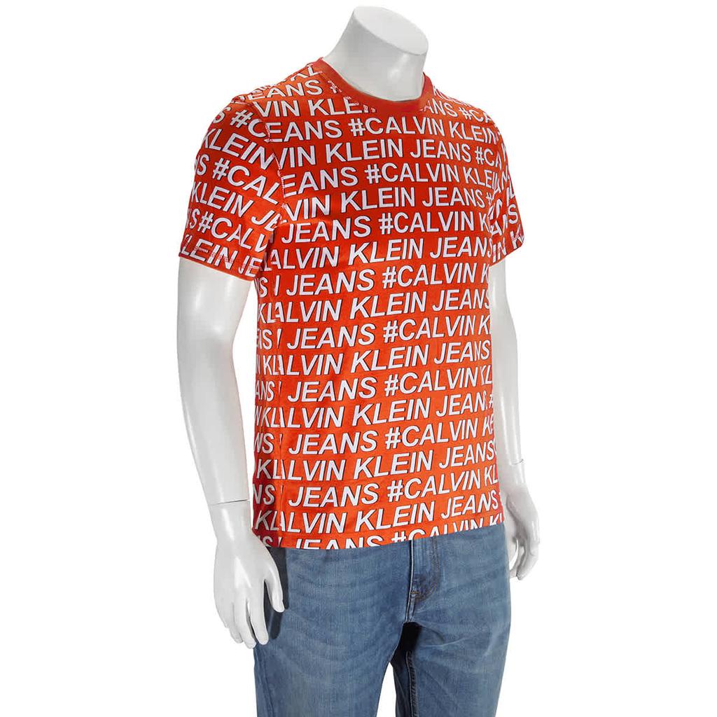 Calvin Klein Mens All-Over Logo Print Hastag T-Shirt, Size Medium商品第2张图片规格展示