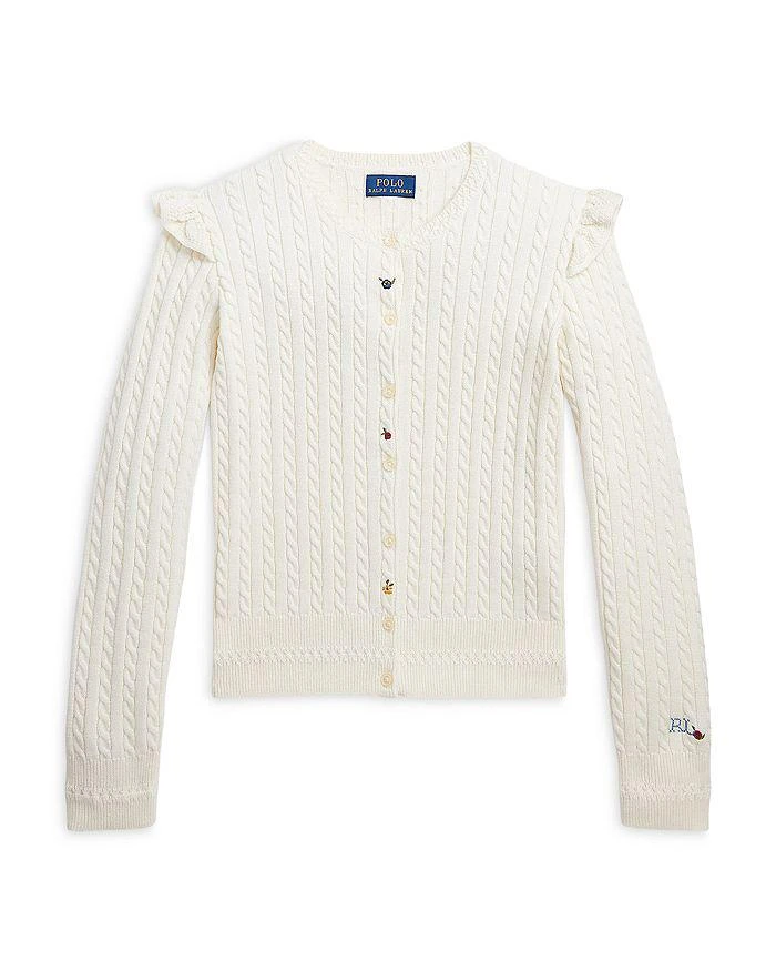 商品Ralph Lauren|Girls' Mini-Cable Cotton Cardigan - Little Kid, Big Kid,价格¥527,第1张图片