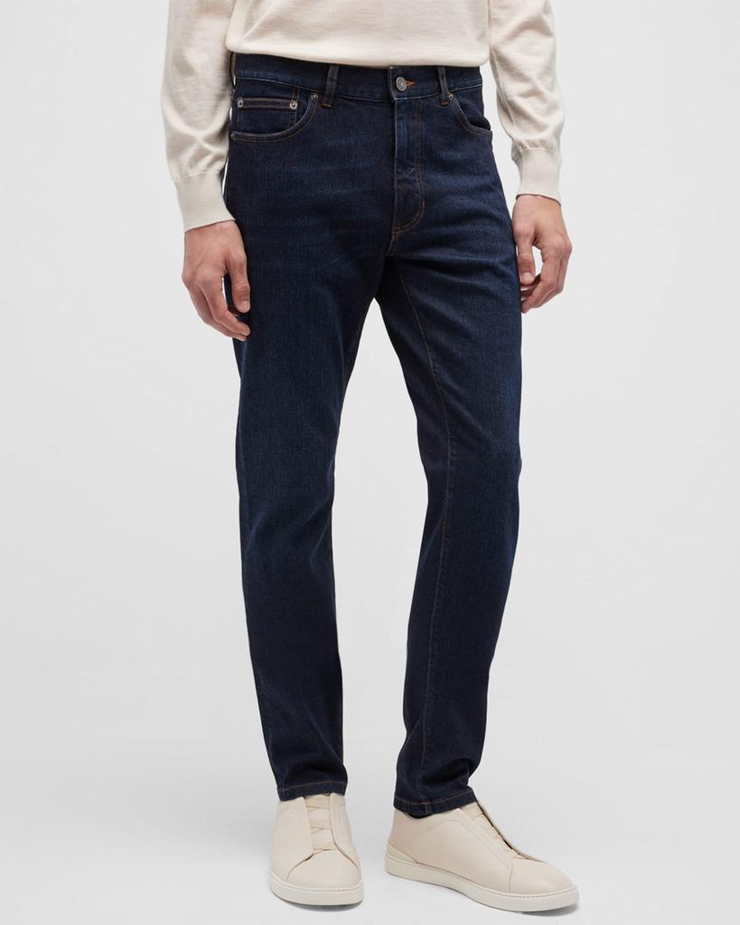 Men's 5-Pocket Dark Wash Denim Jeans商品第1张图片规格展示