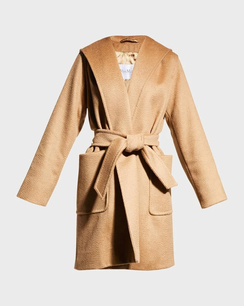 商品Max Mara|Rialto Camel Hair Belted Short Hooded Coat,价格¥26996,第1张图片