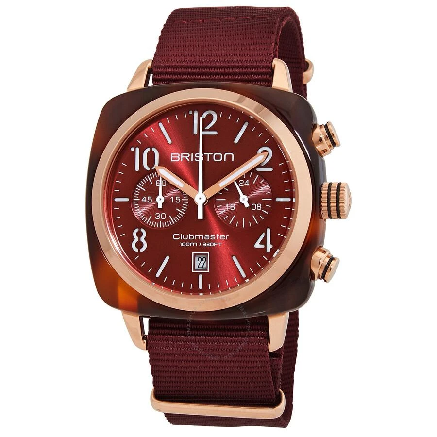 商品Briston|Clubmaster Chronograph Quartz Red Dial Men's Watch 15140.PRA.T8.NBDX,价格¥409,第1张图片