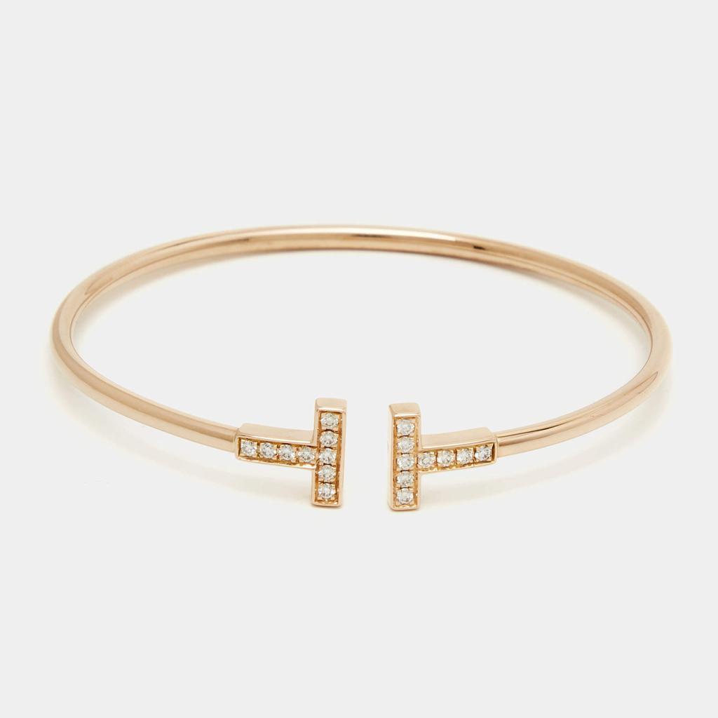 商品[二手商品] Tiffany & Co.|Tiffany  & Co. Tiffany T Diamond 18k Rose Gold Wire Bracelet,价格¥22061,第1张图片
