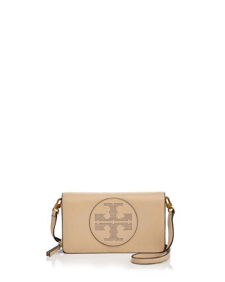 商品Tory Burch|Perforated Logo Flat Leather Wallet Crossbody,价格¥2229,第1张图片