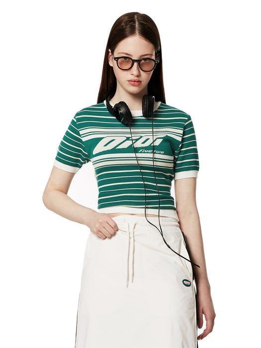 商品5252 BY O!OI|Italic OIOI Stripe Knit Sweater_Green,价格¥620,第4张图片详细描述
