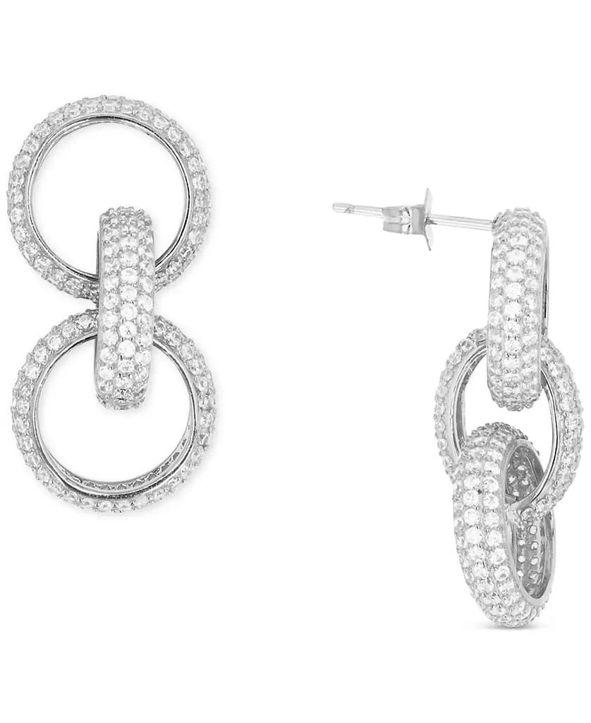 商品Macy's|Cubic Zirconia Triple Hoop Stud Earrings in Sterling Silver or 14k Gold over Sterling Silver,价格¥290,第1张图片