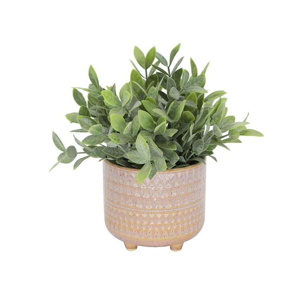 商品Flora Bunda|9.5" Artificial Tea Leaf in 5" Pharaoh Ceramic Footed Pot,价格¥186,第1张图片