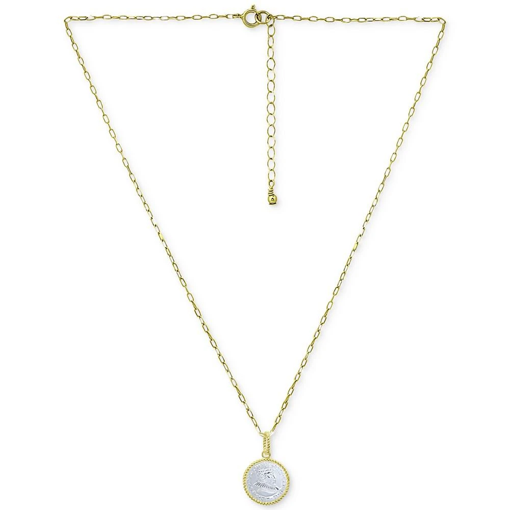 商品Giani Bernini|Two-Tone Coin Pendant Necklace in Sterling Silver & 18k Gold-Plate, 16" + 2" extender, Created for Macy's,价格¥283,第3张图片详细描述