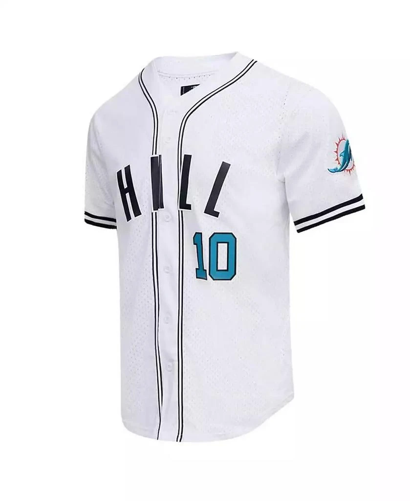 商品Pro Standard|Men's Tyreek Hill White Miami Dolphins Mesh Baseball Button-Up T-shirt,价格¥827,第2张图片详细描述