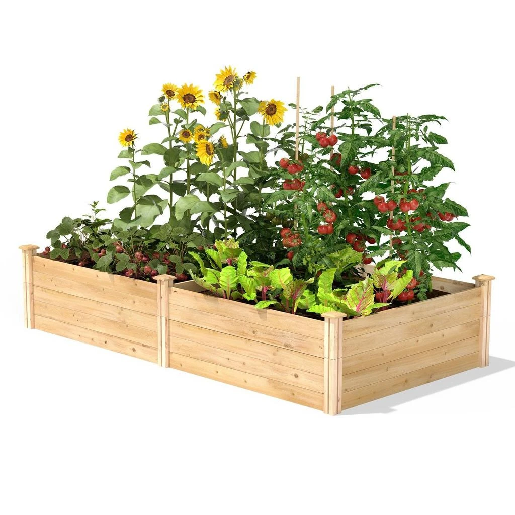 商品QuikFurn|17-inch High Pine Wood Raised Garden Bed 4 ft x 8 ft - Made in USA,价格¥3962,第1张图片
