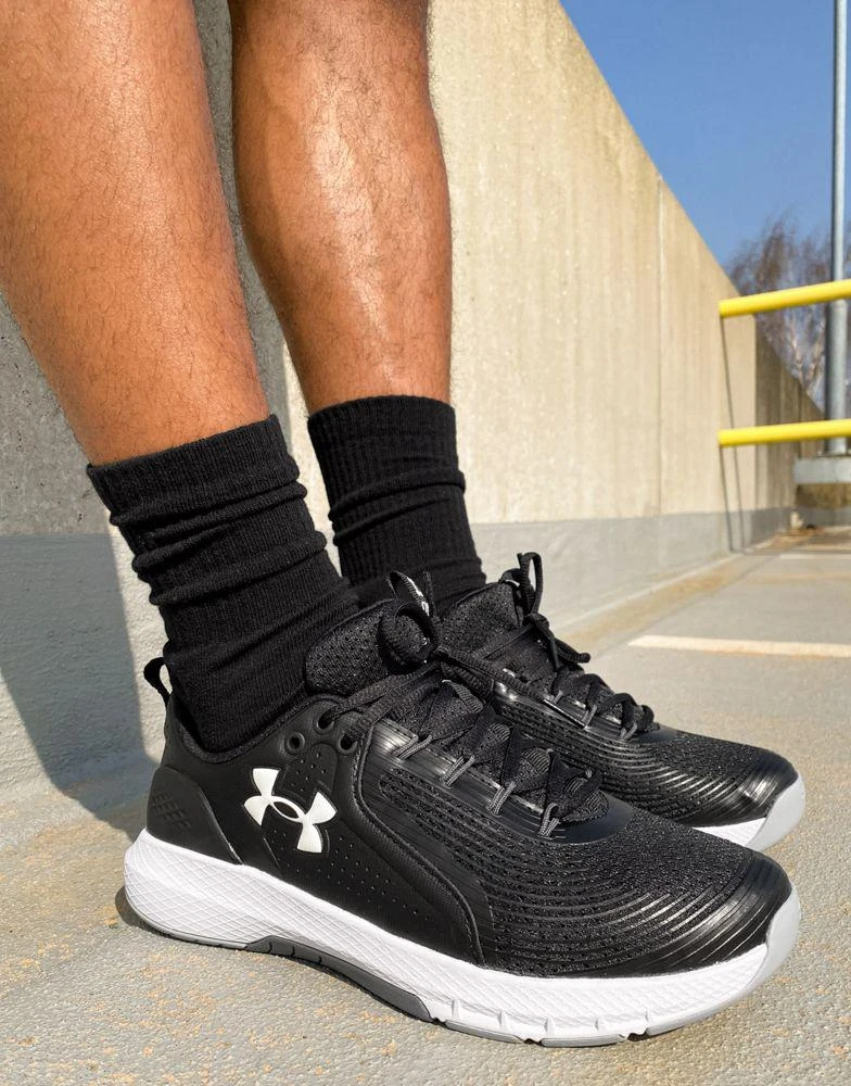 商品Under Armour|Under Armour Training Charged Commit 3 trainers in black and white,价格¥383,第1张图片