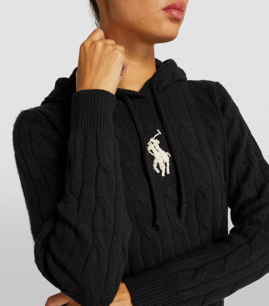 Cable Knit Polo Pony Hoodie商品第6张图片规格展示