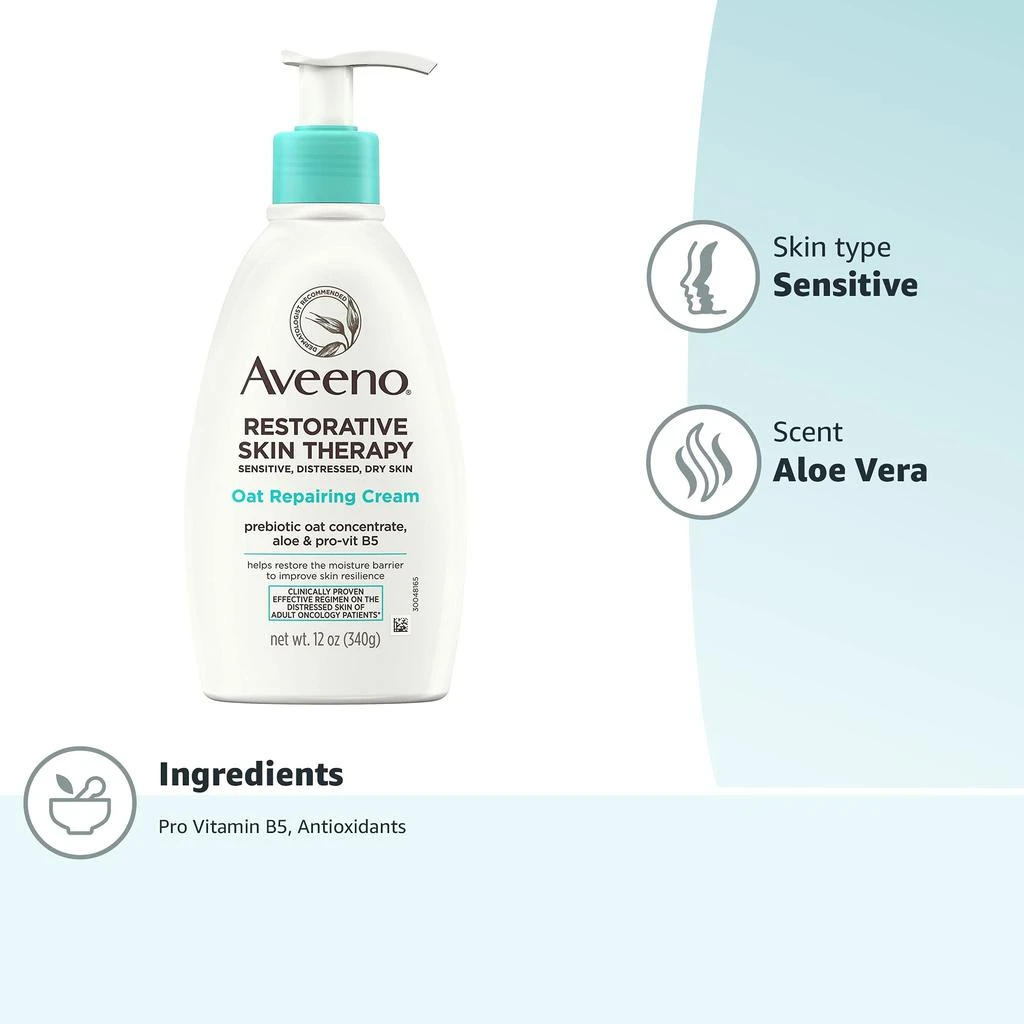 Aveeno Calm + Restore Oat Repairing Body Lotion for Sensitive Skin, Daily Moisturizer with Prebiotic Oat, Aloe & Pro-Vitamin B5 Helps Restore Skin's Moisture Barrier, Fragrance Free, 12 oz 商品