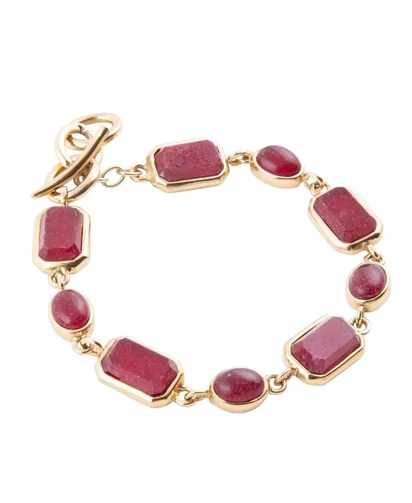 商品Barse|Delicately Genuine Red Onyx Rectangle and Circle Link Bracelet,价格¥1124,第2张图片详细描述