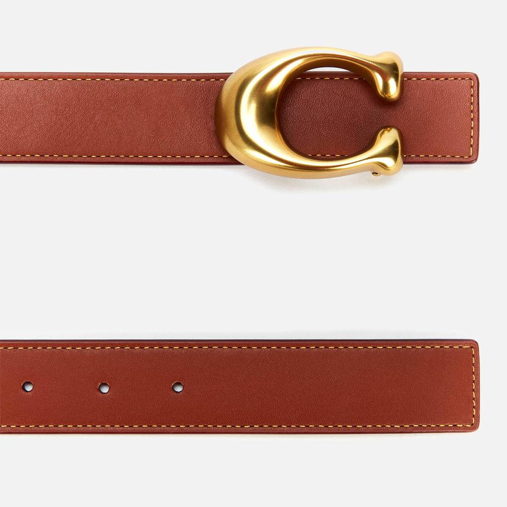 Coach Women's 32mm C Reversible Belt - Tan/Red 1941 Saddle商品第2张图片规格展示