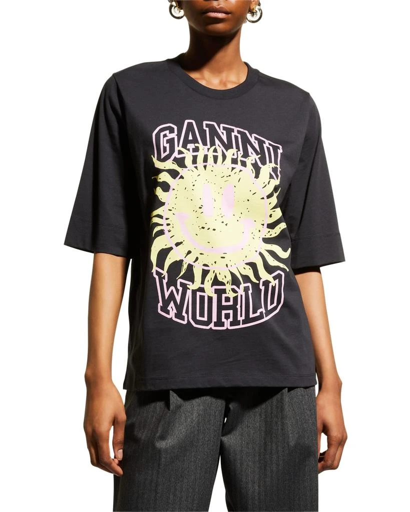 商品Ganni|Jersey Graphic Printed Mid-Sleeve Tee,价格¥356,第1张图片