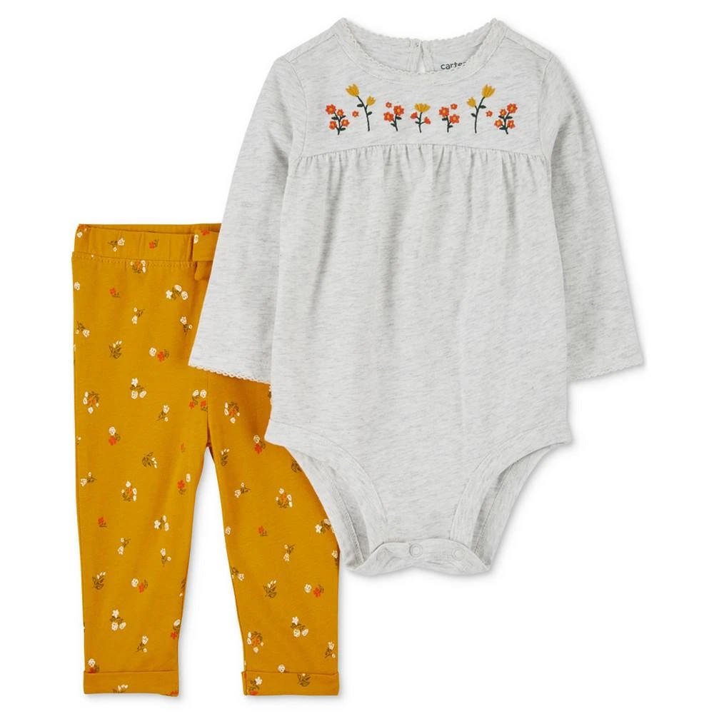 商品Carter's|Baby Girls Floral Bodysuit and Floral-Print Leggings, 2 Piece Set,价格¥176,第1张图片